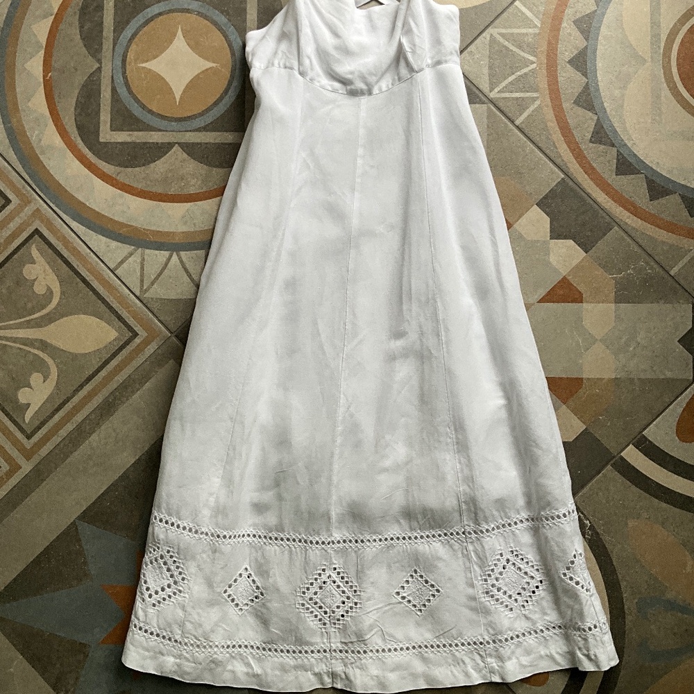 Madewell Embroidered Eyelet Tie Back Cami Midi Dress in White Size 4 - Picture 6 of 10